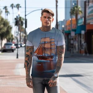 Męskie koszule T Summer -koszulka żeglarska statek w stylu wakacyjnym z drukowaniem 3D