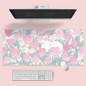 Kawaii Bunny Mouse Pad Cute Desktop Computer Laptop Cushion Non Slip Keyboard Table Mat Gaming Accessories Desk Organizer