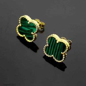 Fashion Vintage Four Leaf Clover Clover Серьги с заклеенными закусками назад мать серебристого серебра 18 тыс. Золотая агата для женщин Свадебные украшения матери Валентина