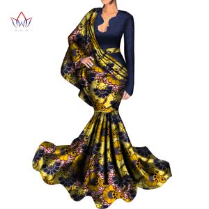여름 드레스 여성 2023 Dashiki African Evening Dresses Bazin Africa 인쇄 여성면 숙녀 긴 소매 의류 WY4640