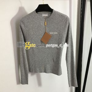 Luxury Gray Tops Women Jumper T Shirts long Sleeve Tees Knits Woman Knitted Bottoming Shirts