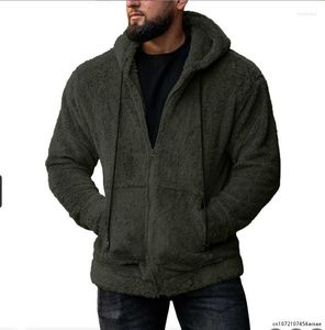 Men's Sweaters Trendy Hoodie With Hat Drawstring Sweatshirt Thicken Warm Faux Fur Plush Men Autumn