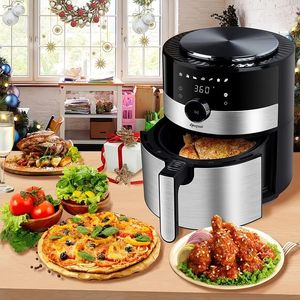 4.8L Intelligent Fumeless Air Fryer - 1500W High Power Electric Fryer - Perfect for Fried Chicken Wings & French Fries - Kitchen Accessories School