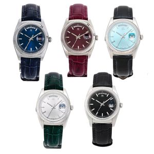 Mechanische Business-Herrenuhr, 41 mm, automatisch, komplett aus Edelstahl, Saphirglas, wasserdicht, importiertes Kalbslederarmband, sportlicher Stil, klassische Uhr, Montre de Luxe