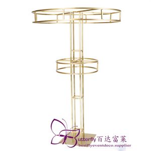 High Tower Gold Tiered Floral Riser 10 ft Tall Metal Flower Garlands Stand of Wedding Party Decoration278p