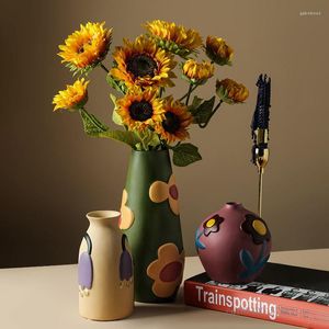 Vasi Nordic Dipinti A Forma Di Fiore Vaso In Ceramica Decorazione Creativa Casa Soggiorno Camera Da Letto
