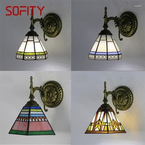 Lampy ścienne Tinny European Style Tiffany Lampa LED Creative Proste Vintage Sconce Light do domu na balkonie w domu