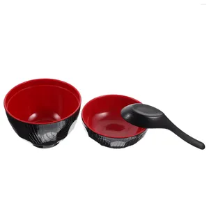 Set di stoviglie Ciotola per zuppa di miso Coperchio per ramen Cucina Riso in stile giapponese Ciotole squisite Ristorante Melamina