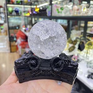 Jewelry Pouches Resin Sheep's Head Display Stand For Crystal Spheres Craft Ornaments Balls Base Holder Home Office Decor