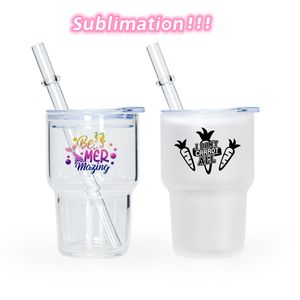 3oz Sublimation Frosted Clear Shot Glass Wine Tumblers Water Bottle With Lid And Straw Drinking Glasses Z11