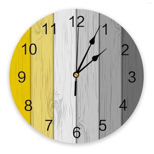 壁の時計レトログラディエントウッドグレインファームベッドルームクロック大型モダンキッチンダイニングラウンドリビングルームウォッチホーム装飾