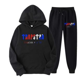 Tracksuit TRAPSTAR Brand Printed Sportswear Men 16 colors Warm Two Pieces Set Loose Hoodie Sweatshirt Pants jogging Motion current 666ess