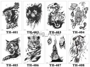 Tymczasowe tatuaże 8pc Anioła Zwierzęta Totem Tymczasowy Tattoo Tatche For Men Women Black White Wolf Tiger Tiger Flower Big Picture Art Fake Tattoo x0724