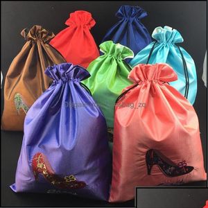 Shoe Parts Accessories Shoes Travel Embroidery Dust Bags Storage Ers High Quality Bunk Reusable Silk Dstring Brassiere Underclothes Dr Dhn4X
