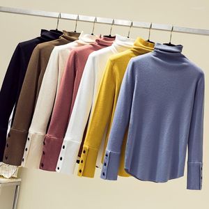 Kadın Sweaters y2k -Coling Winter Teps Must Button Dönüş Yatak Tepeği Kadın Kalın Bultlenek Knited High Street Kadın Kazak