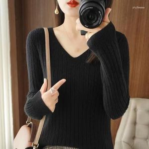 Женские свитера высокого класса сплошной кашемировой свитер V-образной свитер.
