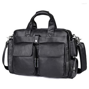 BRESCASES Black Coffee äkta läder Executive Men portfölj A4 15.6 '' 14 '' Laptop Messenger Bag Business Travel Portfolio M7219