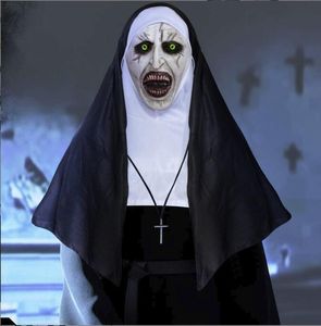 Nun Horror Mask Halloween Cosplay Przerażające maski lateksowe z chustką pełną twarzą Costplay Cosplay Cosplay