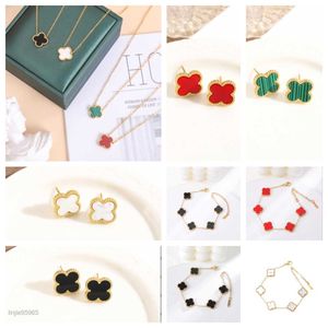 Fashion Four Clover Necklace Designer Jewelry Necklaces Stud Earring Gold Silver Mother of Pearl Flower Link Womens No Box