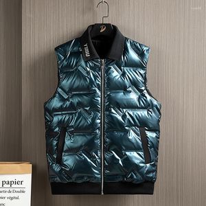 Men's Vests Warm Down Vest Coats Fashion Solid Color Mens White Duck Waistcoat Casual Sleeveless Zipper Outwear Male Trendy