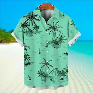 Männer Casual Hemden Hemd der EINE Taste Unten 2023 Hawaii Hemd 3D Drucker Mann Coconut Tree Graph Straße Kurzfristige ärmel Kleidung