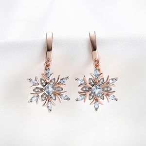 Ear Cuff Brincos de Prata Esterlina 925 Gema Floco de Neve Topázio Azul Feminino Bonito Jóias Requintadas Presente de Aniversário de Noivado 230724