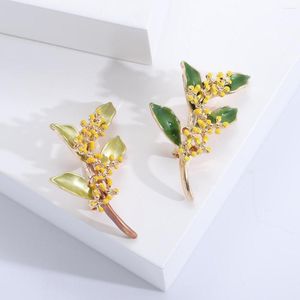 Бруши эмалевая булавка Classy Osmanthus Brooch для женщин ветвь отвороты цветочные значки офисная вечеринка ежедневная одежда