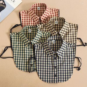 Bow Ties Girls Plaid Fake Collar for Women Blus Löstagbar skjorta Mens passar False Lapel Top tröja Dekorativ