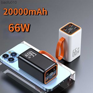 20000mAh携帯電話充電器キャンプ屋外22.5W PD高速充電66W L230619用のポータブルパワーバンク