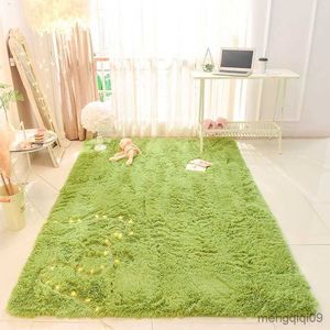 Carpets Fluffy Soft Green Living Room Carpet Large Furry Area Rugs Kids Mat Children Shaggy Bedroom Rug for Nursery Carpet R230725