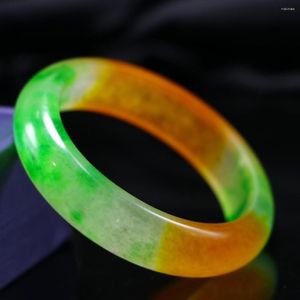 Bangle Certified Jade Bangles Kvinnor Fina smycken Högklass A Myanmar Jadeite Yellow Green Bicolor Burma Jades Armband