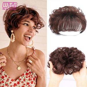 Frangia Corta Ondulata Copertura di Ricambio Sintetica Capelli Bianchi per Donna Nero Marrone Naturale Clip In Estensione Dei Capelli con Frangia Posticci 230724