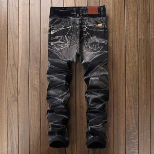 Moda uomo-Uomo in difficoltà Stretch Biker Vintage Uomo Hip Hop Slim Fit Jeans Pantaloni Retro Punk Style Straight Denim Pants Plus Size L230724