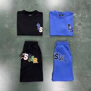 Men s T Shirts Trapstar Street Style Colourful Letter Embroidered Tshirt Summer Sports T shirt and Shorts Daily Fitness Kit Tees 230724