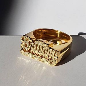 Band Rings Customized Handmade Design Personalized Men's Name Ring Christmas Gift Initial Ring 230724