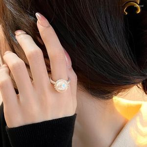 Wedding Rings 2023 For Women Luxury Round Lace Pearl Cuff Finger Girl Ring Elegant Fashion Jewelry Lady Gift Party Anillos Mujer