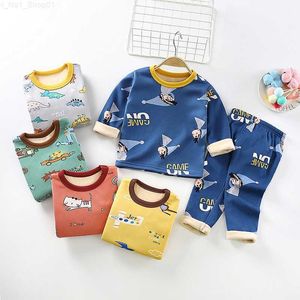 Pullover Children's hot underwear set autumn and winter long sleep clothing children's cartoon clothing girls and boys' warm thick pajamas Z230724