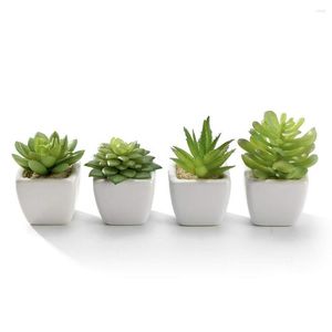 Fiori decorativi Finte piante grasse Piante succulente artificiali con vasi in ceramica Set in vaso di 4