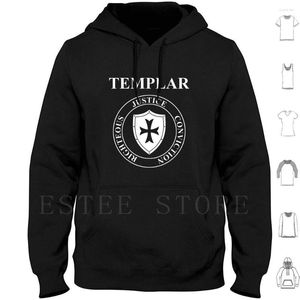 Men's Hoodies Templar Virtues Of The Knights Shield Long Sleeve Black Templars Mmorpg Rpg