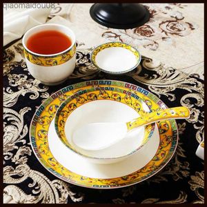 Bowl Pad Tableware Outdoor Ceramic CutlerySoup Spoon Dish Set Cookware Utensil Plateaparelho De JantarDining Table Set L230704