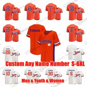 NCAA S-6XL Clemson Tigers College Baseball Jerseys Seth Beer Elijah Henderson Bryar Hawkins