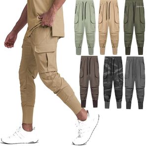 Męskie spodnie ładunki letnie cienki luźne, szybkie suszące elastyczne joggier trening dresowy masy trendowe spodnie