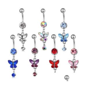 Navel Bell Button Rings Fashion Charm Butterfly Belly Body Piercing Jewelry Dangle Accessories Drop Delivery Dhgj3