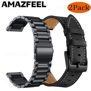 Pulseiras de relógio 2PCS pulseira de metal pulseira real para Amazfit GTS 2 mini/2/GTS 3/GTR 3 4/47mm/GTR 2/Stratos 2/3 20 22mm pulseira bib s strap 230724