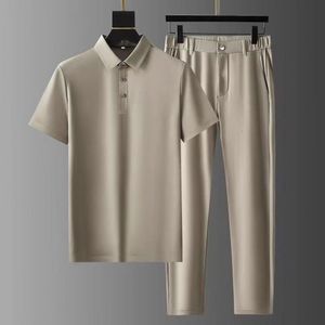 Tute da uomo 2 PcsSet Set da uomo corto manica senza cuciture casual dritto sciolto estate gamba larga da uomo Top pantaloni Set tuta 230724