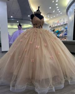 Elbise pembe tatlım top quinceanera kızlar için elbiseler boncuk kristal 3d çiçekler doğum günü partisi elbiseler dantel yukarı mezuniyet balo s