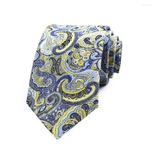 Bow Ties 7cm Mens Slitte Navy Yellow Blue Floral Paisley Ascot For Man Wedding Polyester Silk Cravat Business Party Corbatas Para