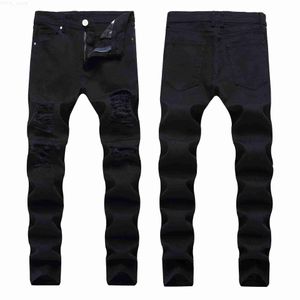 Мужские джинсы мужские байкерские дыры в стиле Mens Street Fitrress с молнией Slim Fit Denim Casual Brans Brains Asian Size L230724