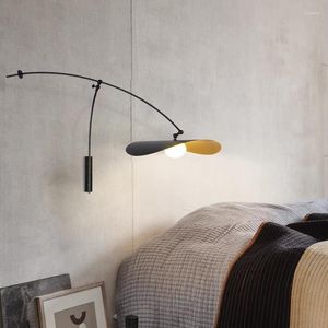 Wall Lamps Long Arm Lights Black Gold Metal White Glass G4 Bulb Rotatable For Reading Bedside Foyer Sofa Side Lamp Minimalist Sconce