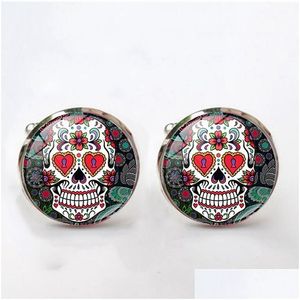 Cuff Links Design Round Glass Vintage Skeleton Cufflinks For Mens Skl Fashion Shirt Button Jewelry Gift Drop Delivery Tie Clasps Dhkhz